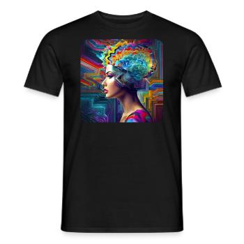 Cooles buntes Psychedelisches Motiv Frau - Männer T-Shirt - Schwarz - Vorne - AI Model Male 178 light (178cm)