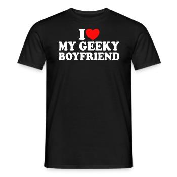 J'aime Mon Petit Ami Geek J'Adore Mon Copain Geek - T-shirt homme - noir - Devant - AI Model Male 178 light (178cm)
