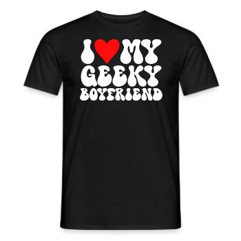 J'aime Mon Petit Ami Geek J'Adore Mon Copain Geek - T-shirt homme - noir - Devant - AI Model Male 178 light (178cm)