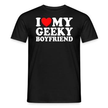 J'aime Mon Petit Ami Geek J'Adore Mon Copain Geek - T-shirt homme - noir - Devant - AI Model Male 178 light (178cm)