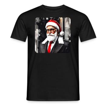 Moderner Weihnachtsmann im Anzug und Krawatte - Männer T-Shirt - Schwarz - Vorne - AI Model Male 178 light (178cm)