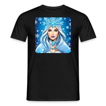 Winter Eiskönigin mit Eiskristallen - Männer T-Shirt - Schwarz - Vorne - AI Model Male 178 light (178cm)