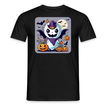 Mignon monstre d’Halloween avec des citrouilles - T-shirt homme - noir - Devant - AI Model Male 178 light (178cm)