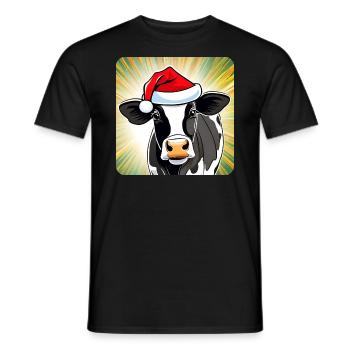 Niedliche Muh Kuh mit Weihnachtsmütze - Männer T-Shirt - Schwarz - Vorne - AI Model Male 178 light (178cm)