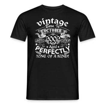 October 2002 | 2002 birthday born in October - Men's T-Shirt - black - Front - AI Model Male 178 light (178cm)