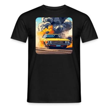 Oldtimer Drift Auto Turbo Rallye mit Rauch - Männer T-Shirt - Schwarz - Vorne - AI Model Male 178 light (178cm)