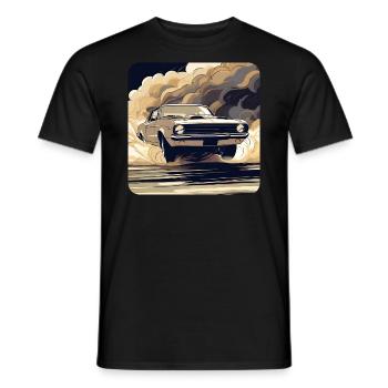 Oldtimer Drift Auto Turbo Rallye mit Rauch - Männer T-Shirt - Schwarz - Vorne - AI Model Male 178 light (178cm)