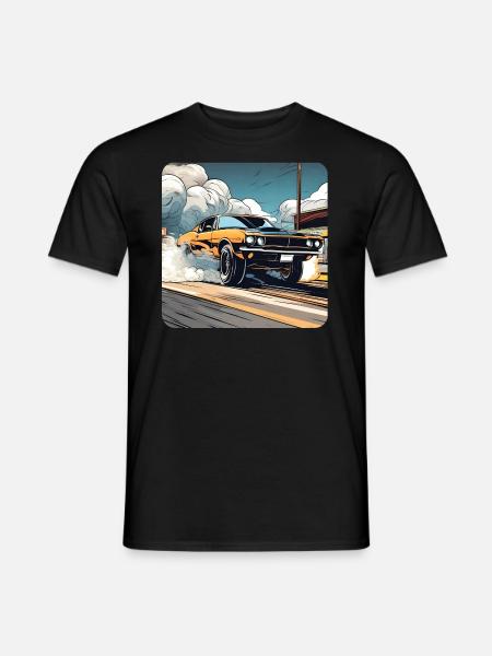 Oldtimer Drift Auto Turbo Rallye mit Rauch - Mænd T-shirt - sort