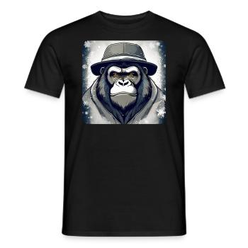 Cooler Gorilla mit Hut und Schneeflocken - Männer T-Shirt - Schwarz - Vorne - AI Model Male 178 light (178cm)