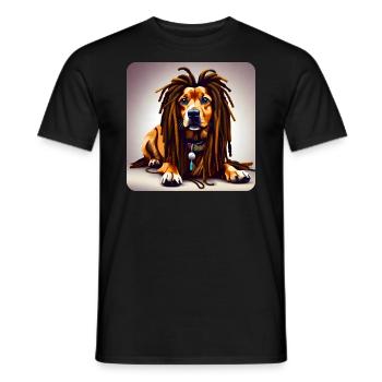 Cool dog with dreadlocks - Men's T-Shirt - black - Front - AI Model Male 178 light (178cm)