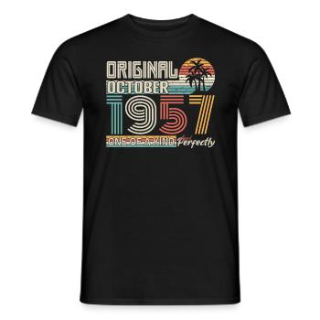 Oktober 1957 Geburtstag Oktober 1957 Geschenk 1957 - Männer T-Shirt - Schwarz - Vorne - AI Model Male 178 light (178cm)