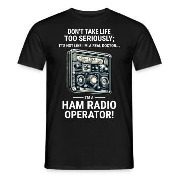 Real Doctor vs Amateur Ham Radio Operator - Men's T-Shirt - black - Front - AI Model Male 178 light (178cm)