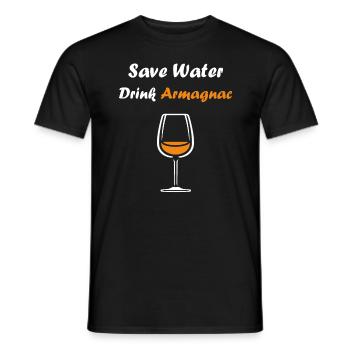 Save water drink Armagnac - T-shirt homme - noir - Devant - AI Model Male 178 light (178cm)