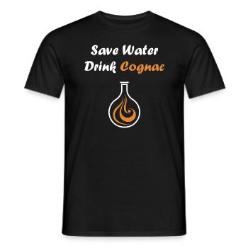 Save water drink cognac - T-shirt homme - noir - Devant - AI Model Male 178 light (178cm)