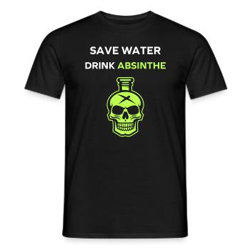 Wasser sparen, Absinth trinken - Männer T-Shirt - Schwarz - Vorne - AI Model Male 178 light (178cm)