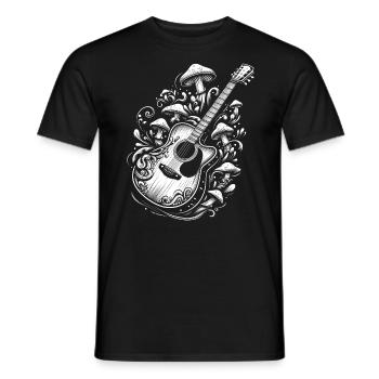 Akustische Gitarre mit Pilzen - Männer T-Shirt - Schwarz - Vorne - AI Model Male 178 light (178cm)