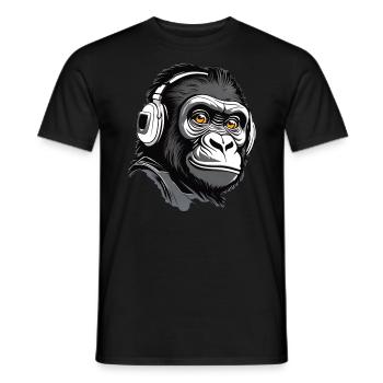 Gorille cool avec des écouteurs - T-shirt homme - noir - Devant - AI Model Male 178 light (178cm)