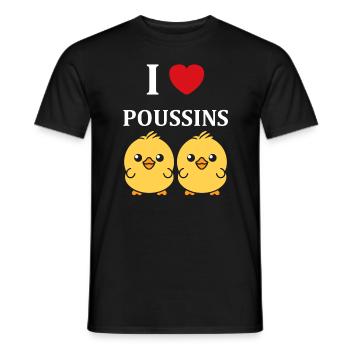 J'aime les poussins - T-shirt homme - noir - Devant - AI Model Male 178 light (178cm)