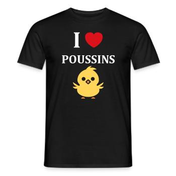 J'aime les poussins - T-shirt homme - noir - Devant - AI Model Male 178 light (178cm)