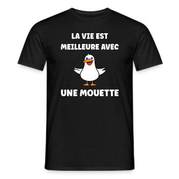 Humour petit mouette - T-shirt homme - noir - Devant - AI Model Male 178 light (178cm)