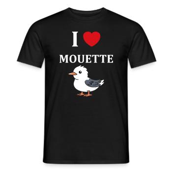 J'aime les mouettes - T-shirt homme - noir - Devant - AI Model Male 178 light (178cm)