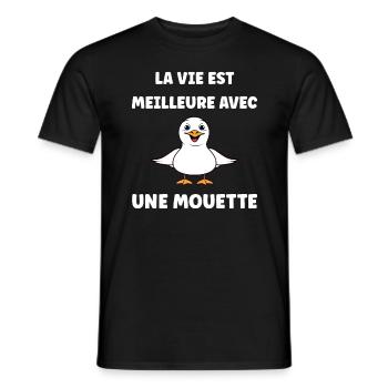 Humour petit mouette - T-shirt homme - noir - Devant - AI Model Male 178 light (178cm)