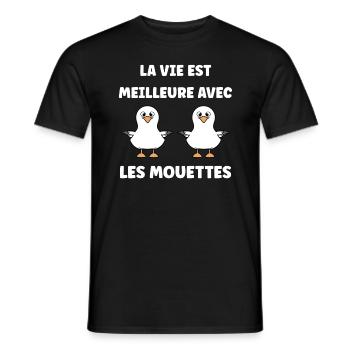 Humour petit mouette - T-shirt homme - noir - Devant - AI Model Male 178 light (178cm)