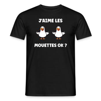 Humour petit mouette - T-shirt homme - noir - Devant - AI Model Male 178 light (178cm)