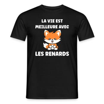 J'aime les renards - T-shirt homme - noir - Devant - AI Model Male 178 light (178cm)