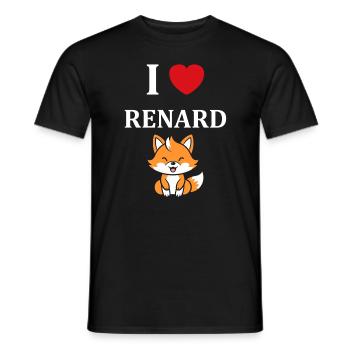 J'aime les renards - T-shirt homme - noir - Devant - AI Model Male 178 light (178cm)