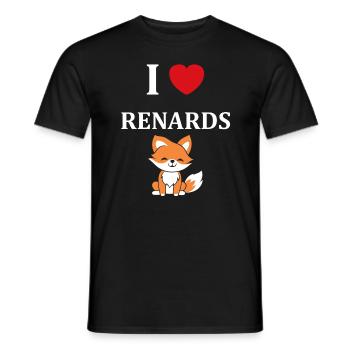 J'aime les renards - T-shirt homme - noir - Devant - AI Model Male 178 light (178cm)