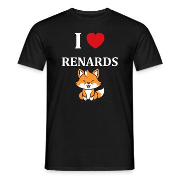 J'aime les renards - T-shirt homme - noir - Devant - AI Model Male 178 light (178cm)