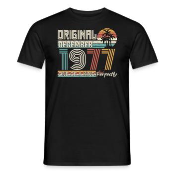 December 1977 Birthday December 1977 Gift - Men's T-Shirt - black - Front - AI Model Male 178 light (178cm)