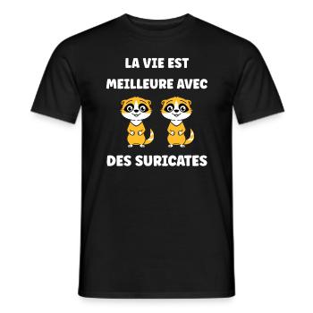 Humour petit suricate - T-shirt homme - noir - Devant - AI Model Male 178 light (178cm)