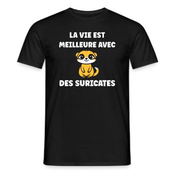Humour petit suricate - T-shirt homme - noir - Devant - AI Model Male 178 light (178cm)