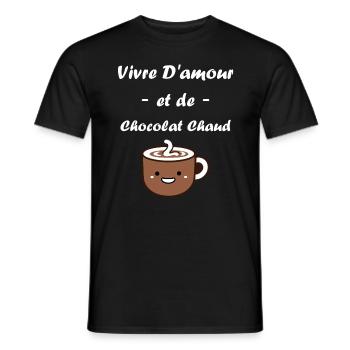 Humour petit chocolat chaud - T-shirt homme - noir - Devant - AI Model Male 178 light (178cm)