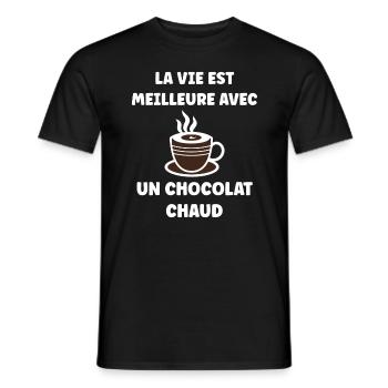 Humour petit chocolat chaud - T-shirt homme - noir - Devant - AI Model Male 178 light (178cm)