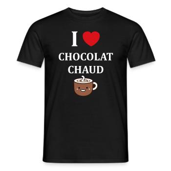 Humour petit chocolat chaud - T-shirt homme - noir - Devant - AI Model Male 178 light (178cm)