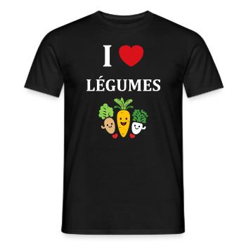Humour petit légumes vegan - T-shirt homme - noir - Devant - AI Model Male 178 light (178cm)