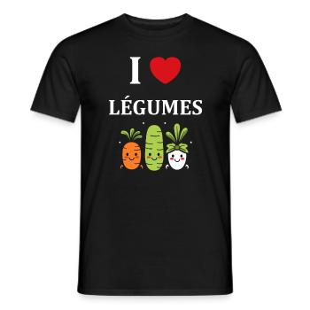 Humour petit légumes vegan - T-shirt homme - noir - Devant - AI Model Male 178 light (178cm)