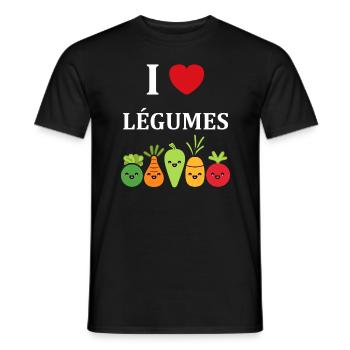 Humour petit légumes vegan - T-shirt homme - noir - Devant - AI Model Male 178 light (178cm)
