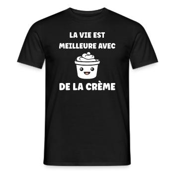 Humour crème fraiche - T-shirt homme - noir - Devant - AI Model Male 178 light (178cm)