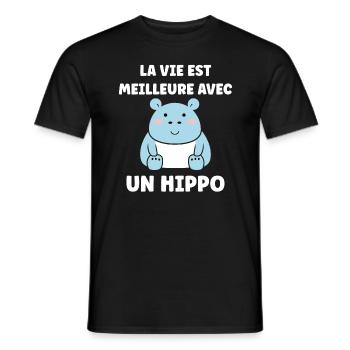 amour petit hippopotame - T-shirt homme - noir - Devant - AI Model Male 178 light (178cm)