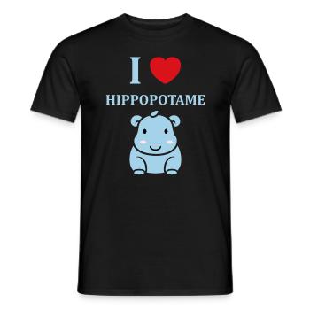 amour petit hippopotame - T-shirt homme - noir - Devant - AI Model Male 178 light (178cm)