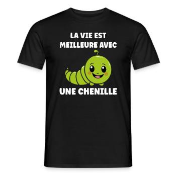 Chenilles insecte Amour petite chenille - T-shirt homme - noir - Devant - AI Model Male 178 light (178cm)
