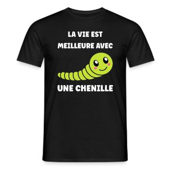 Chenilles insecte Amour petite chenille - T-shirt homme - noir - Devant - AI Model Male 178 light (178cm)