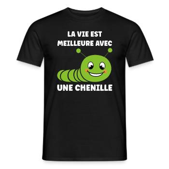 Chenilles insecte Amour petite chenille - T-shirt homme - noir - Devant - AI Model Male 178 light (178cm)