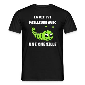 Chenilles insecte Amour petite chenille - T-shirt homme - noir - Devant - AI Model Male 178 light (178cm)
