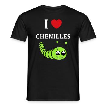 Chenilles insecte Amour petite chenille - T-shirt homme - noir - Devant - AI Model Male 178 light (178cm)