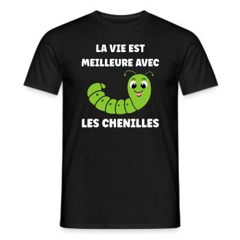 Chenilles insecte Amour petite chenille - T-shirt homme - noir - Devant - AI Model Male 178 light (178cm)
